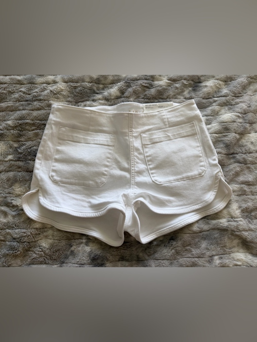 American Eagle Next Level Denim Micro Short White High-Waisted Shorts Size Small